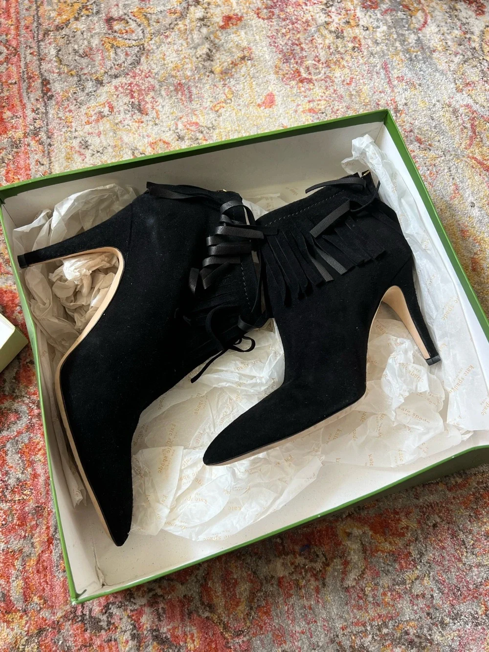 Kate Spade‎ Black Fringe Ankle Booties